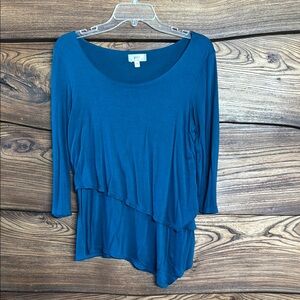 Anthropologie Blue Asymmetrical Top